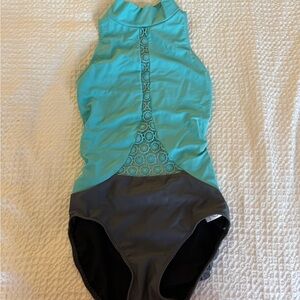 Five Dancewear Turquoise and Gray Leotard, YXL